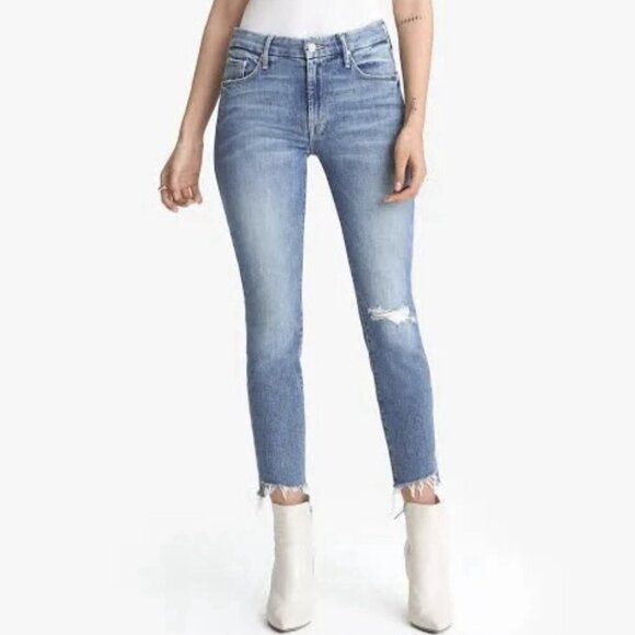 Mother Women's The Looker Ankle Step Fray Jeans Size 26 Blue Made in USA EUC - Picture 1 of 16